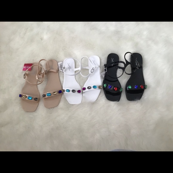 White Multicolored Jeweled Jelly Sandals!! - Picture 3 of 3